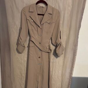 Karen Millen Beige Long Sleeve Dress